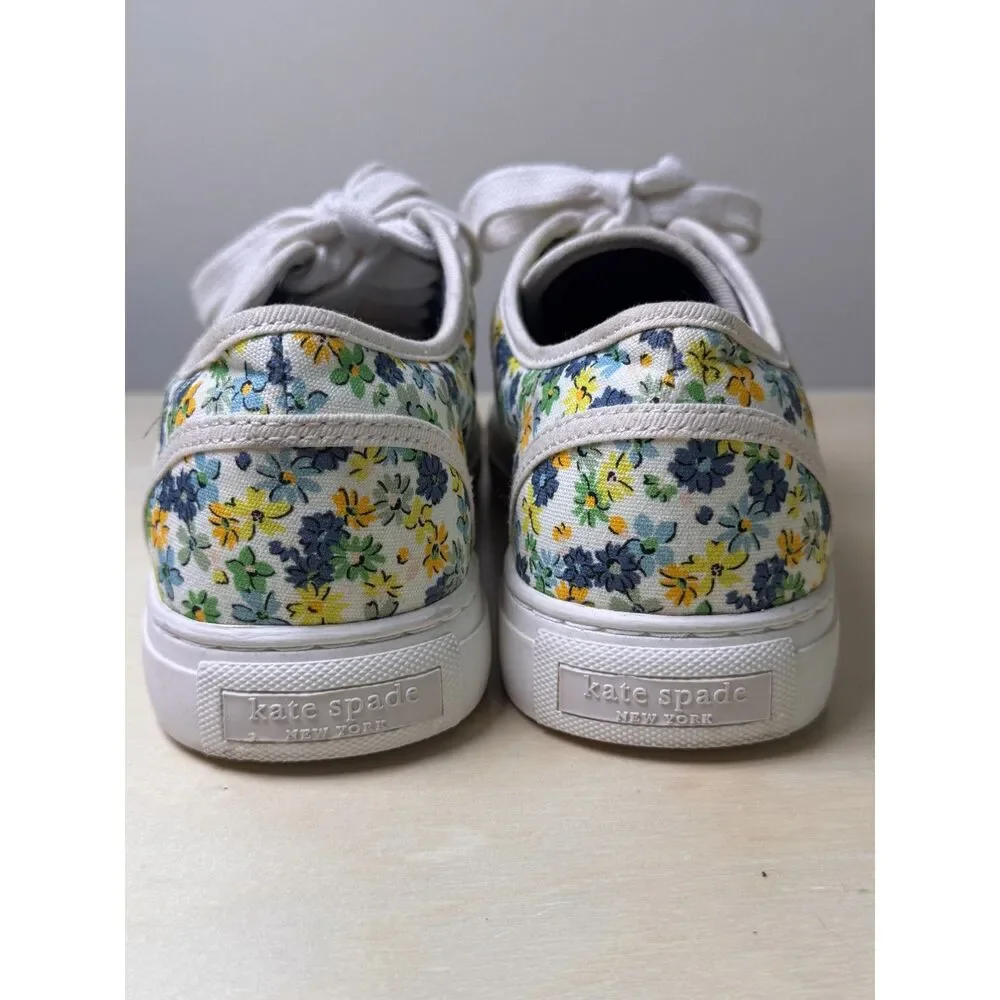 Kate Spade New York Izzy Canvas Floral Lace Up Sneakers Womens 5B Preppy Cottage